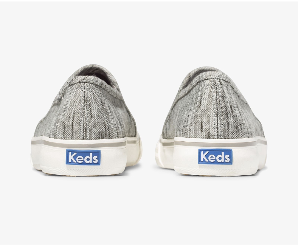 Slip On Γυναικεια - Keds Double Decker Heathered Stripe Knit - Γκρι - GZMOS4853